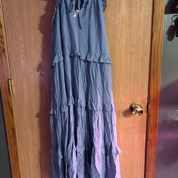 Blue Ruffled Maxi Dress - Picture 1 of 3